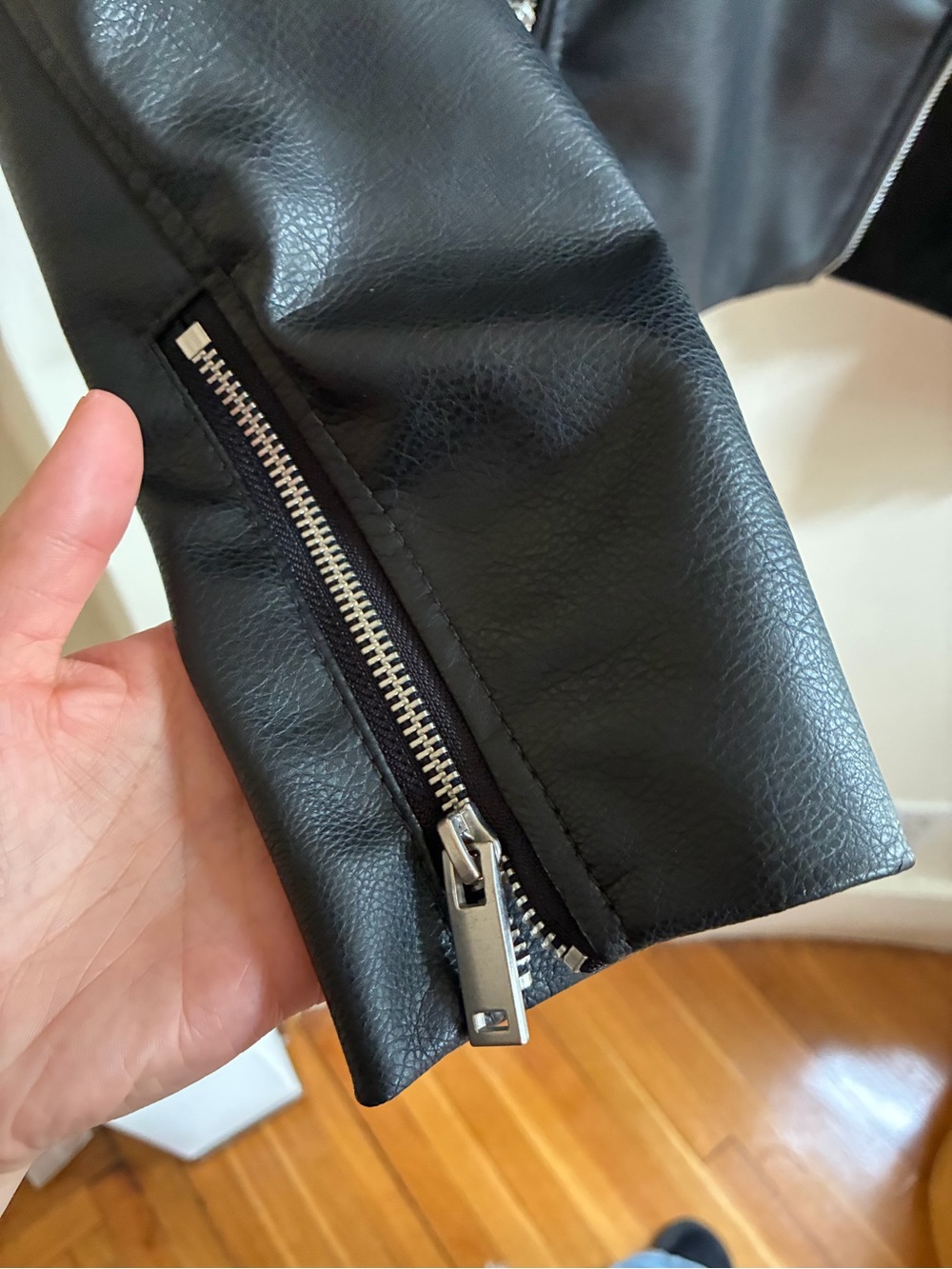 H&M Black Faux Leather Moto Jacket with Silver Hardware - Picture 5 of 6